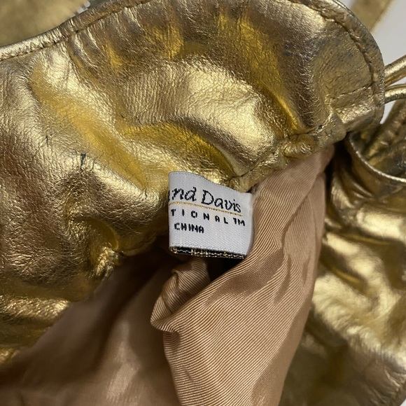 Vintages Whiting and Davis International Bucket Drawstring evening Gold bag - Picture 11 of 16